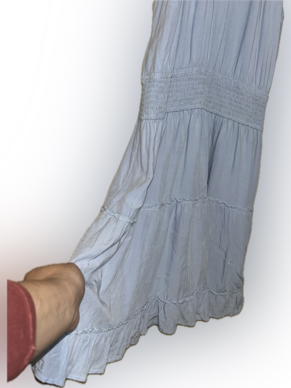 🔥5/$35🔥 Light Blue Boho Halter Tiered Sundress | Size XL - Picture 7 of 11